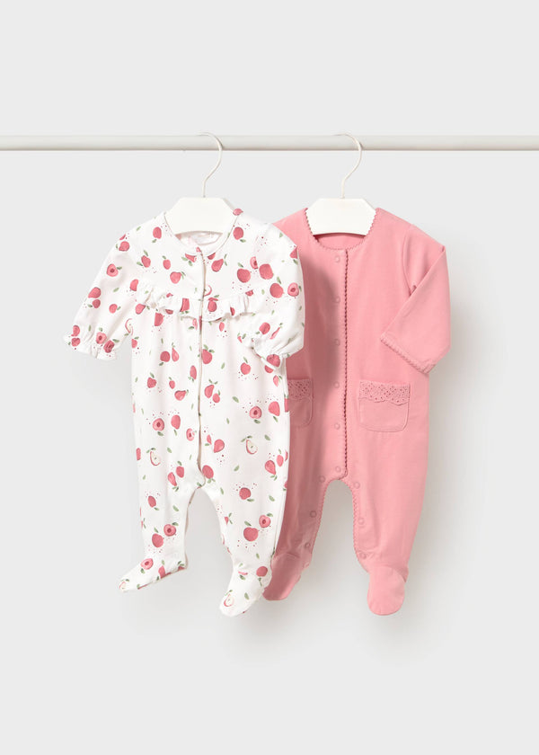 Set 2 pigiami lunghi neonata - Rose