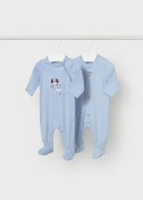 Set 2 pigiami lunghi neonato - Cielo