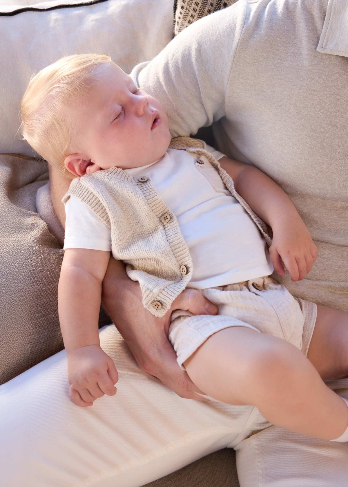 Set 3 pezzi con gilet neonato - Grano