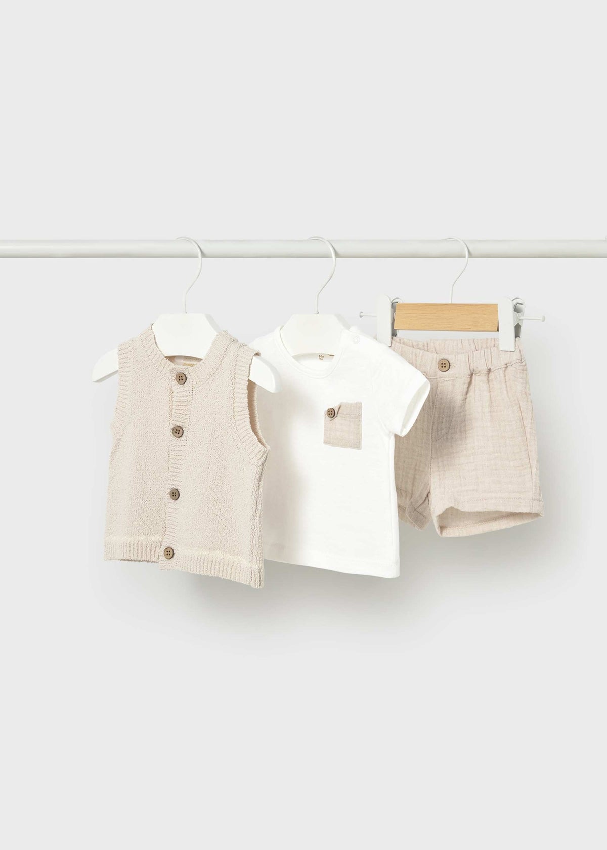 Set 3 pezzi con gilet neonato - Grano