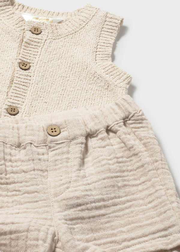 Set 3 pezzi con gilet neonato - Grano