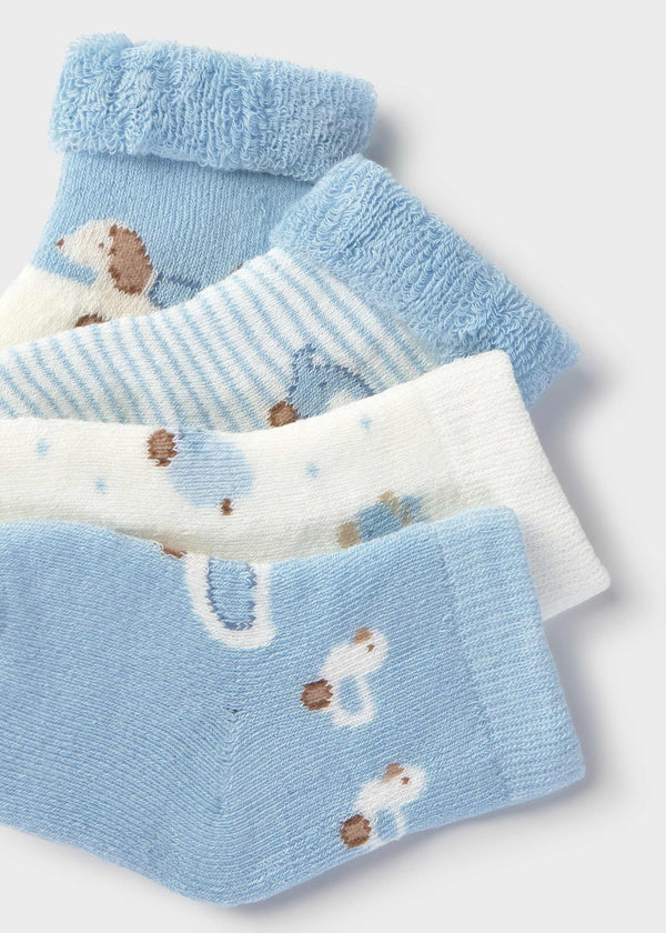 Set 4 calze corte neonato - Cielo