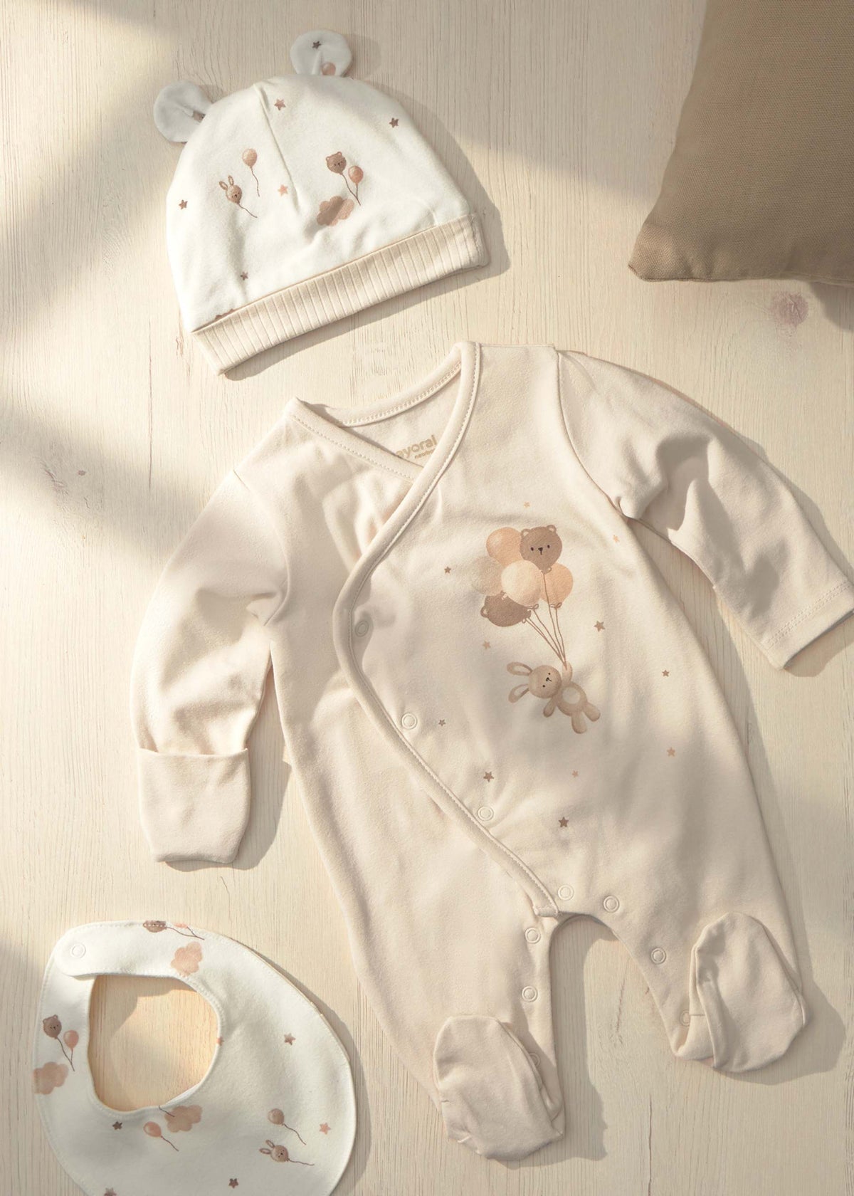Set pigiama cappello e bavaglino orsetto neonata - Ceramica