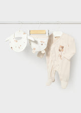 Set pigiama cappello e bavaglino orsetto neonata - Ceramica