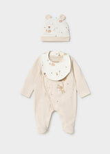 Set pigiama cappello e bavaglino orsetto neonata - Ceramica