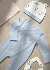 Set pigiama cappello e bavaglino orsetto neonata - Cielo