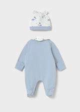 Set pigiama cappello e bavaglino orsetto neonata - Cielo