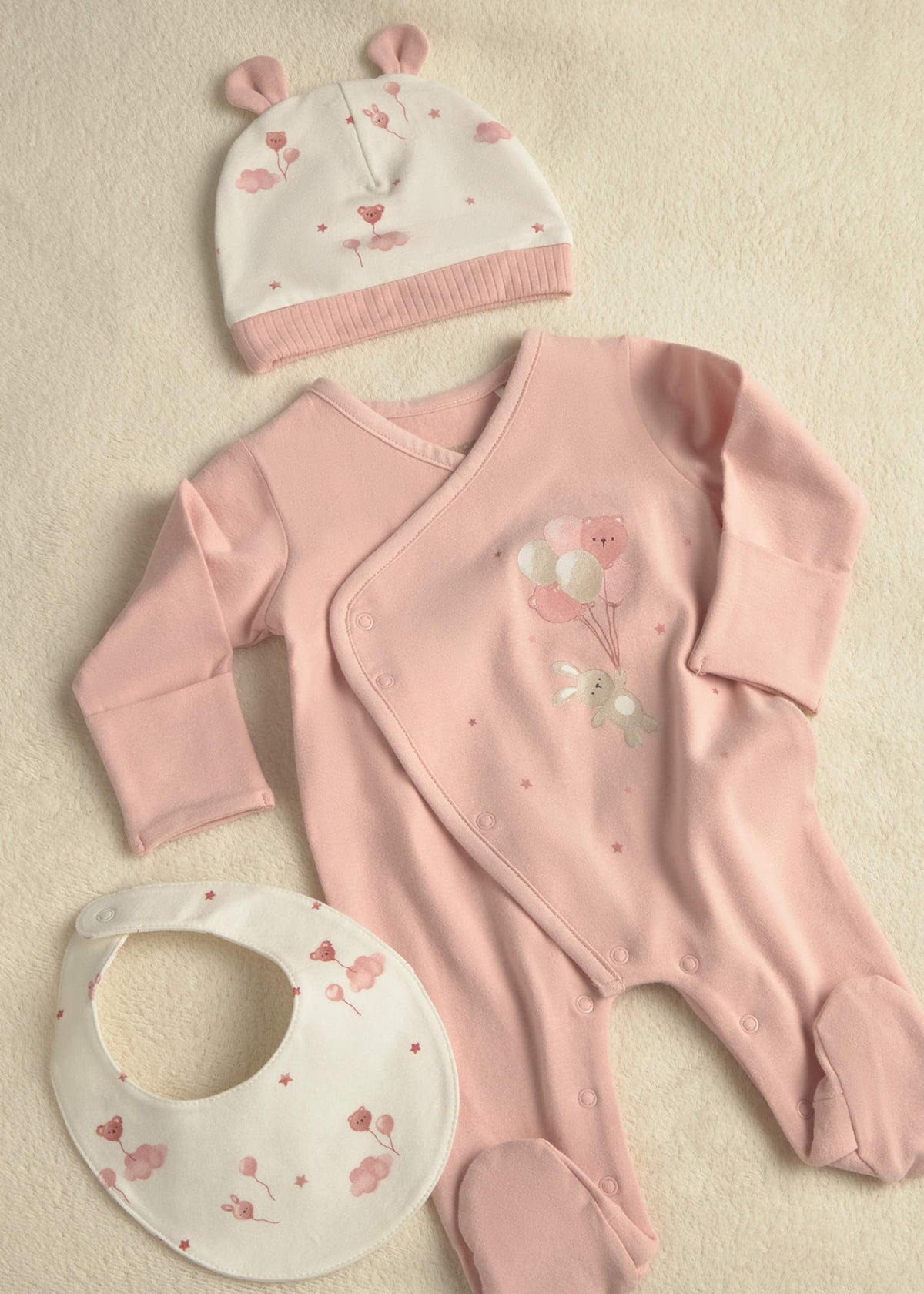 Set pigiama cappello e bavaglino orsetto neonata - Baby