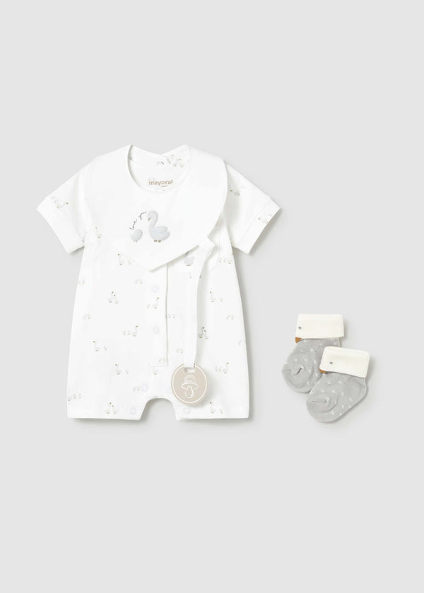 Set regalo pigiama corto neonato - Bianco