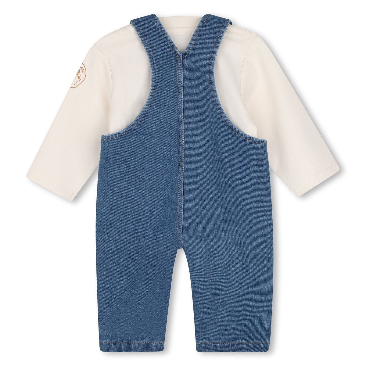 Timberland Kids Set salopette in denim e maglia a maniche lunghe - Grigio mare