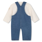 Timberland Kids Set salopette in denim e maglia a maniche lunghe - Grigio mare
