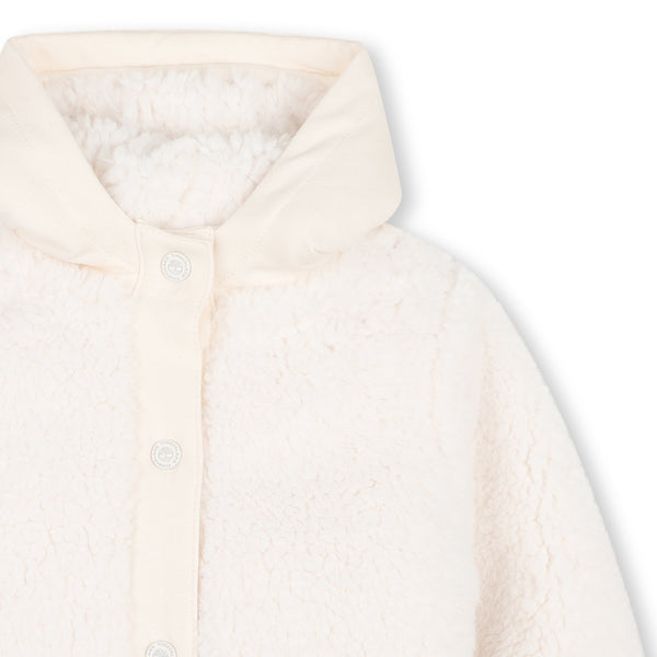 Timberland Kids Cardigan con cappuccio effetto montone - Avorio