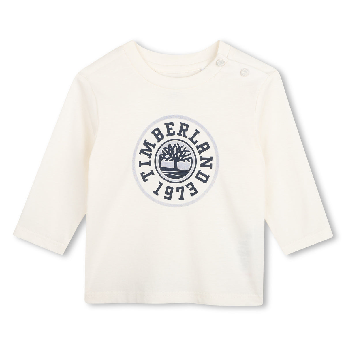 Timberland Kids Maglia a maniche lunghe in cotone biologico con logo - Avorio