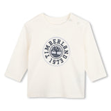 Timberland Kids Maglia a maniche lunghe in cotone biologico con logo - Avorio