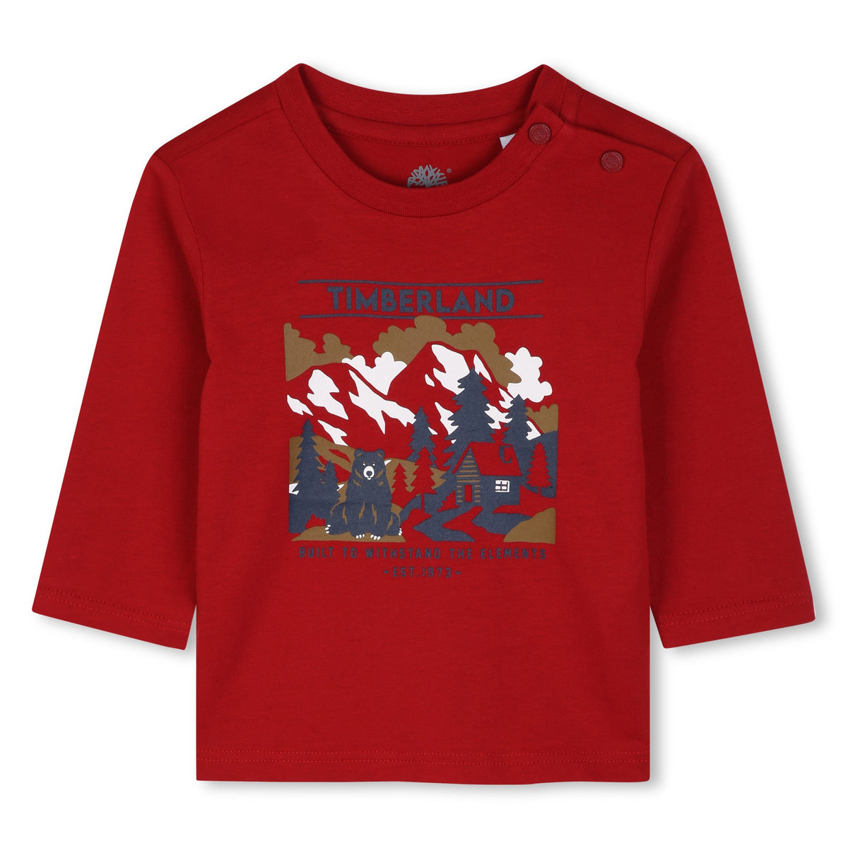 Timberland Kids Maglia a maniche lunghe in jersey di cotone biologico con illustrazione - Rosso