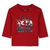 Timberland Kids Maglia a maniche lunghe in jersey di cotone biologico con illustrazione - Rosso