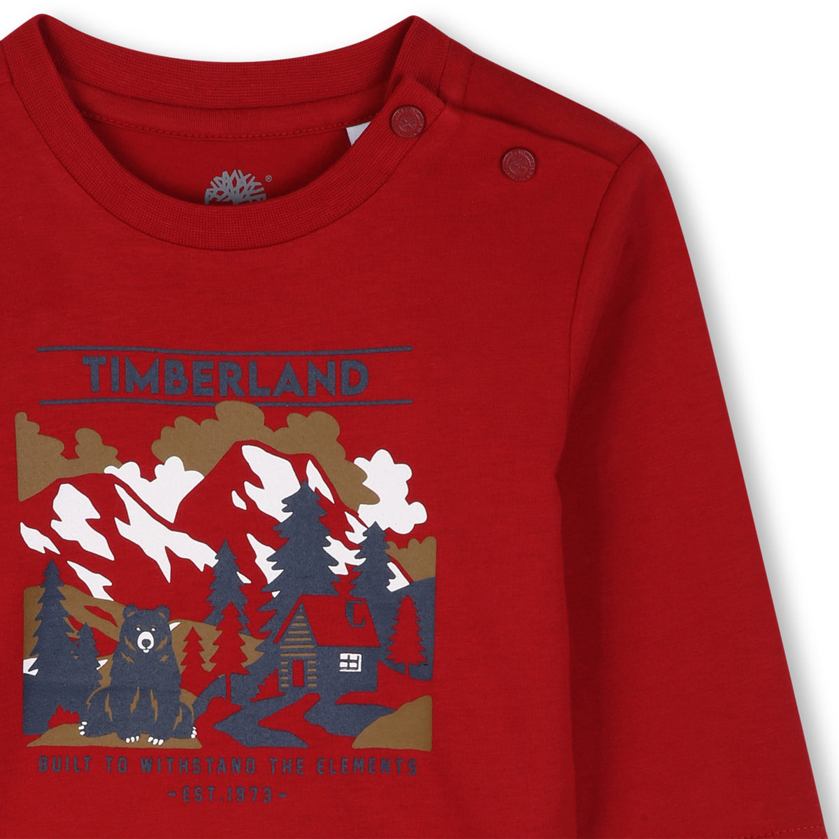 Timberland Kids Maglia a maniche lunghe in jersey di cotone biologico con illustrazione - Rosso