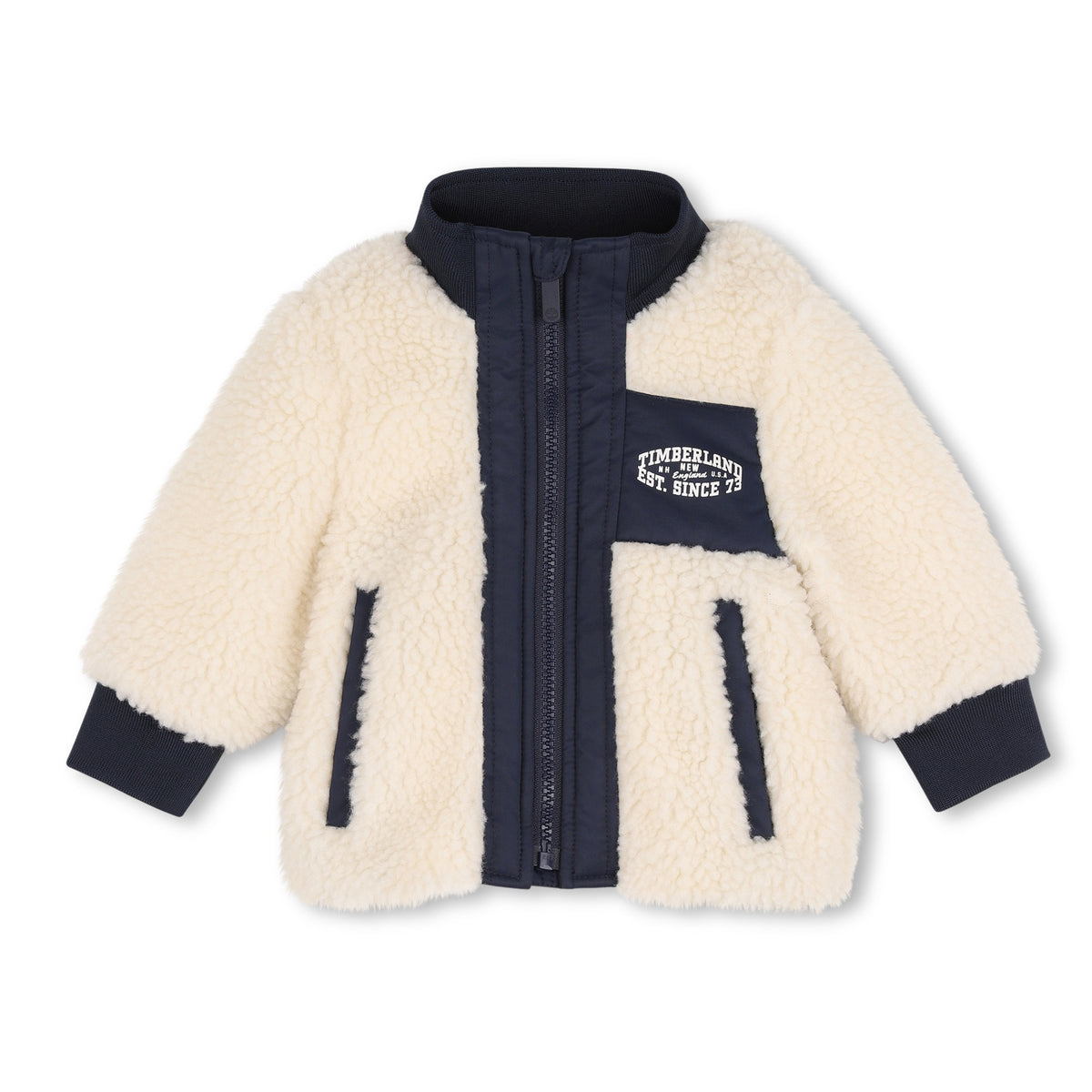 Timberland Kids Cardigan con zip effetto montone - Avorio
