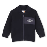 Timberland Kids Cardigan in maglia di cotone con zip - Marine