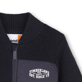 Timberland Kids Cardigan in maglia di cotone con zip - Marine