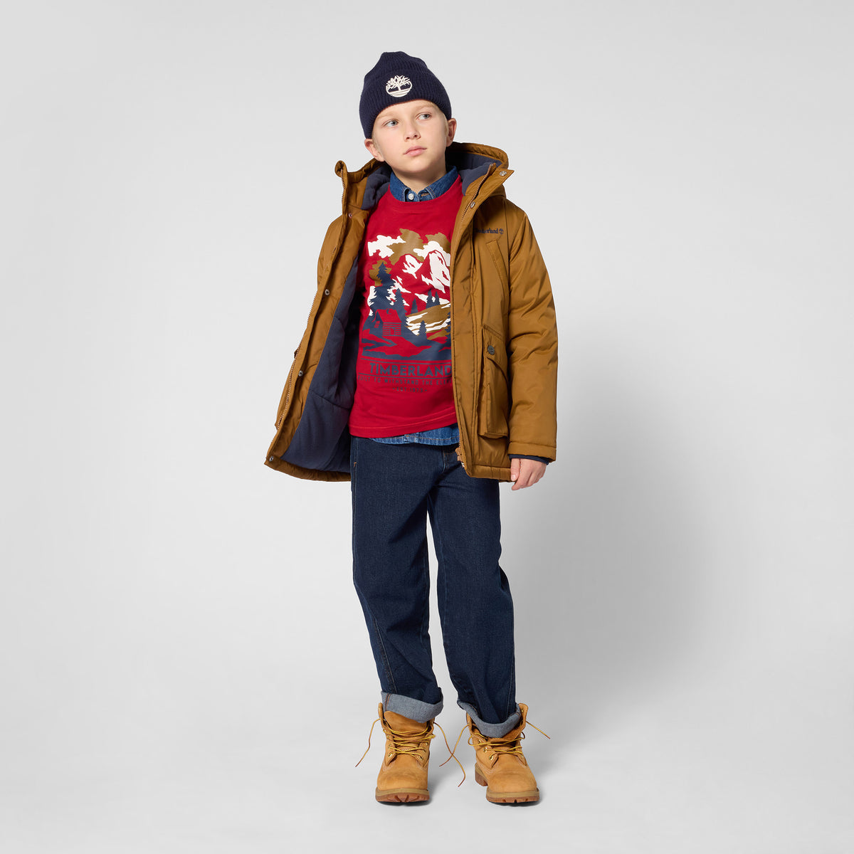 Timberland Kids Maglia a maniche lunghe relaxed fit con logo - Marine