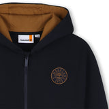 Timberland Kids Felpa con cappuccio e zip in piqué - Marine