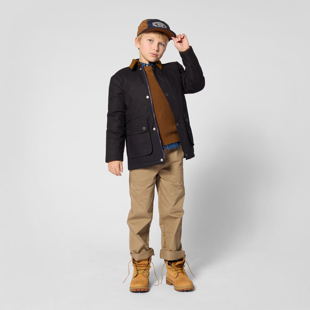 Timberland Kids Maglione in cotone a nido d'ape - Marrone
