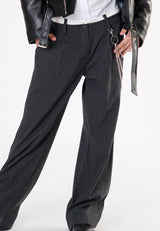 Pantalone gessato con strass ragazza - Grigio
