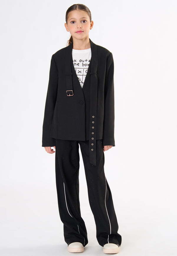 Pantalone accoppiato ragazza - Nero