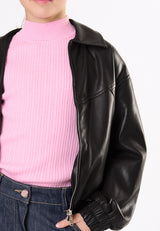 Giubbino over in ecopelle ragazza - Nero