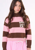 Maglia ragazza - Cioccolato/Pink