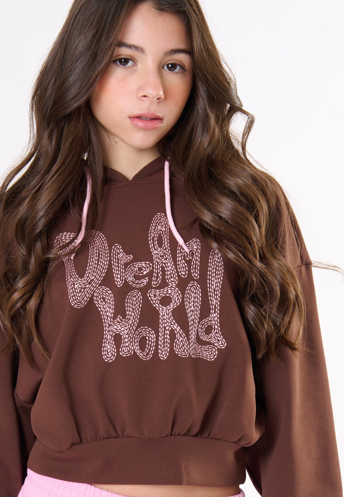 Felpa con cappuccio ragazza - Cioccolato