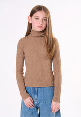 Maglia a coste ragazza - Moka