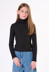 Maglia a coste ragazza - Nero