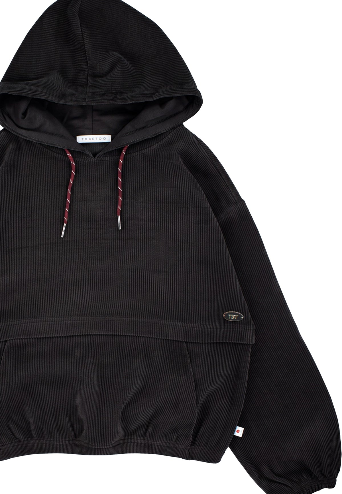 Maglia in velluto con cappuccio ragazza - Nero