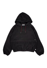 Maglia in velluto con cappuccio ragazza - Nero