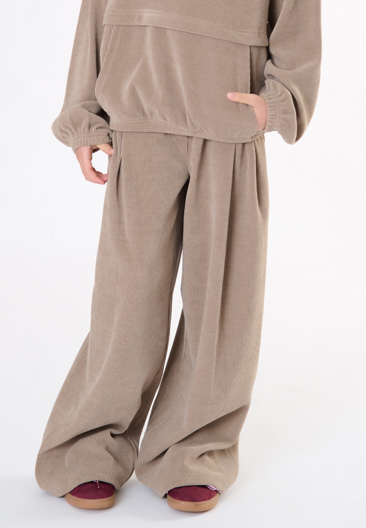 Pantalone in velluto ragazza - Tortora