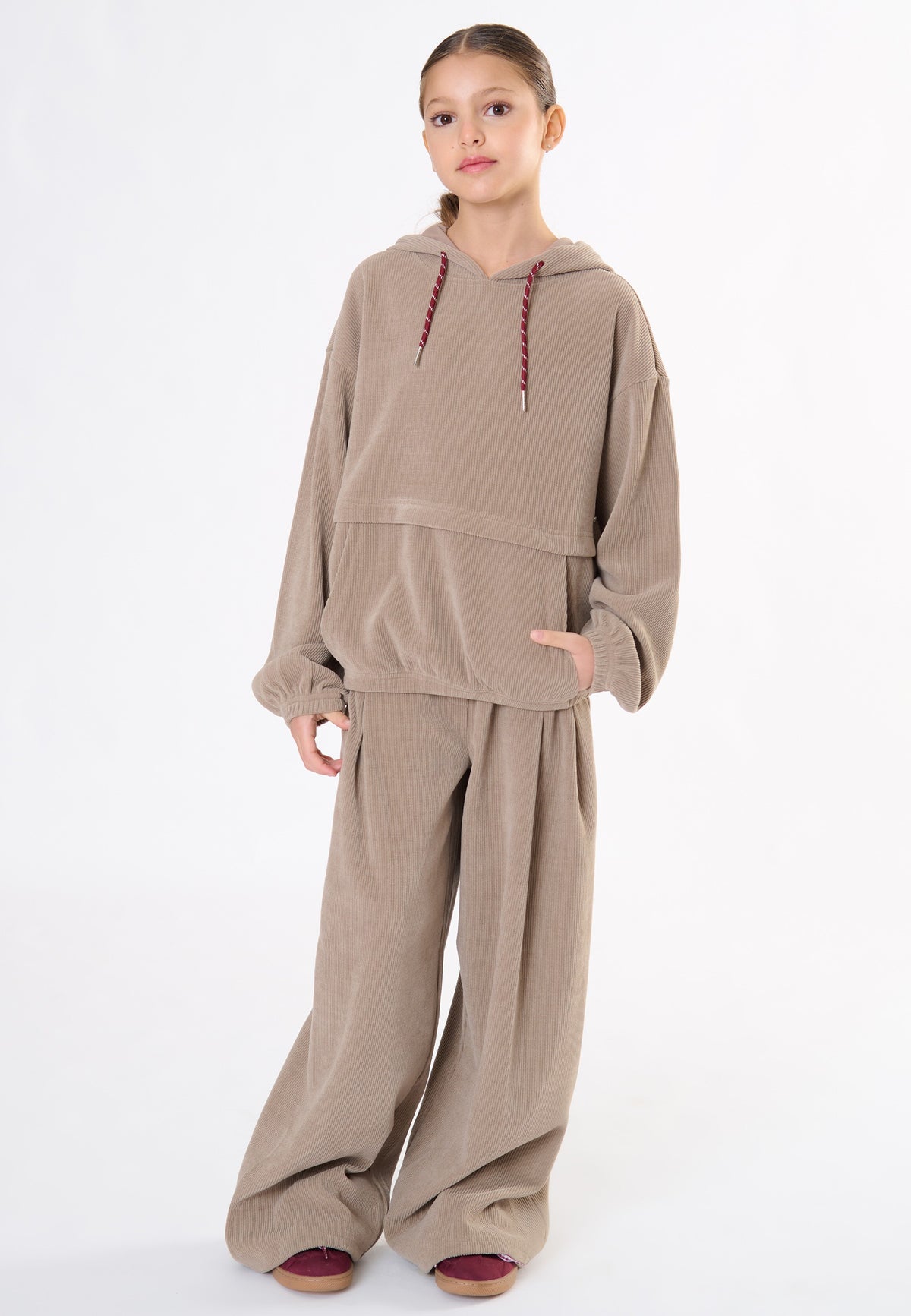 Pantalone in velluto ragazza - Tortora
