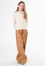 Pantalone in ecopelle ragazza - Caramello