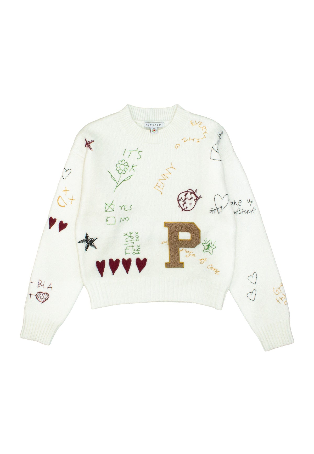 Maglia con ricami ragazza - Latte