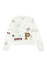 Maglia con ricami ragazza - Latte