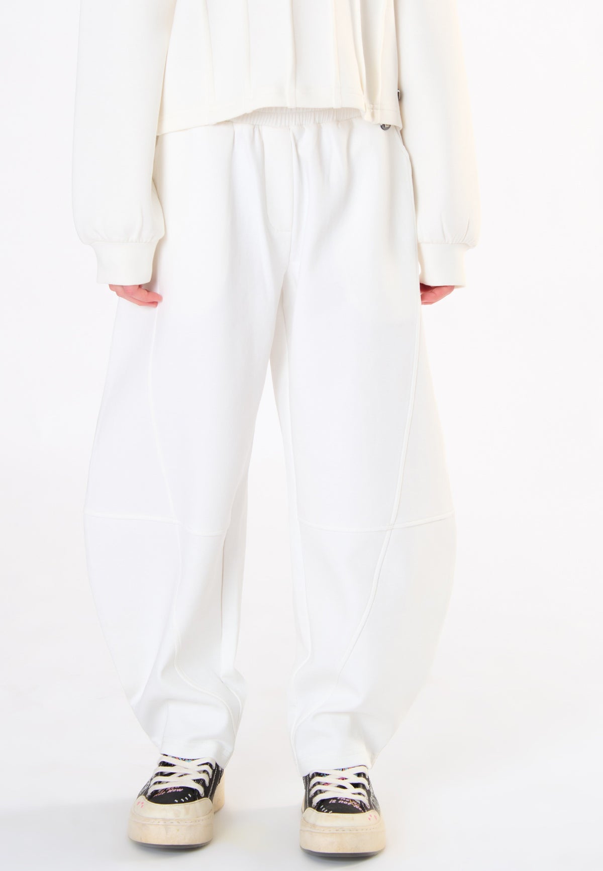 Pantalone in tessuto accoppiato ragazza - Latte