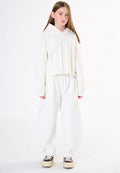 Pantalone in tessuto accoppiato ragazza - Latte