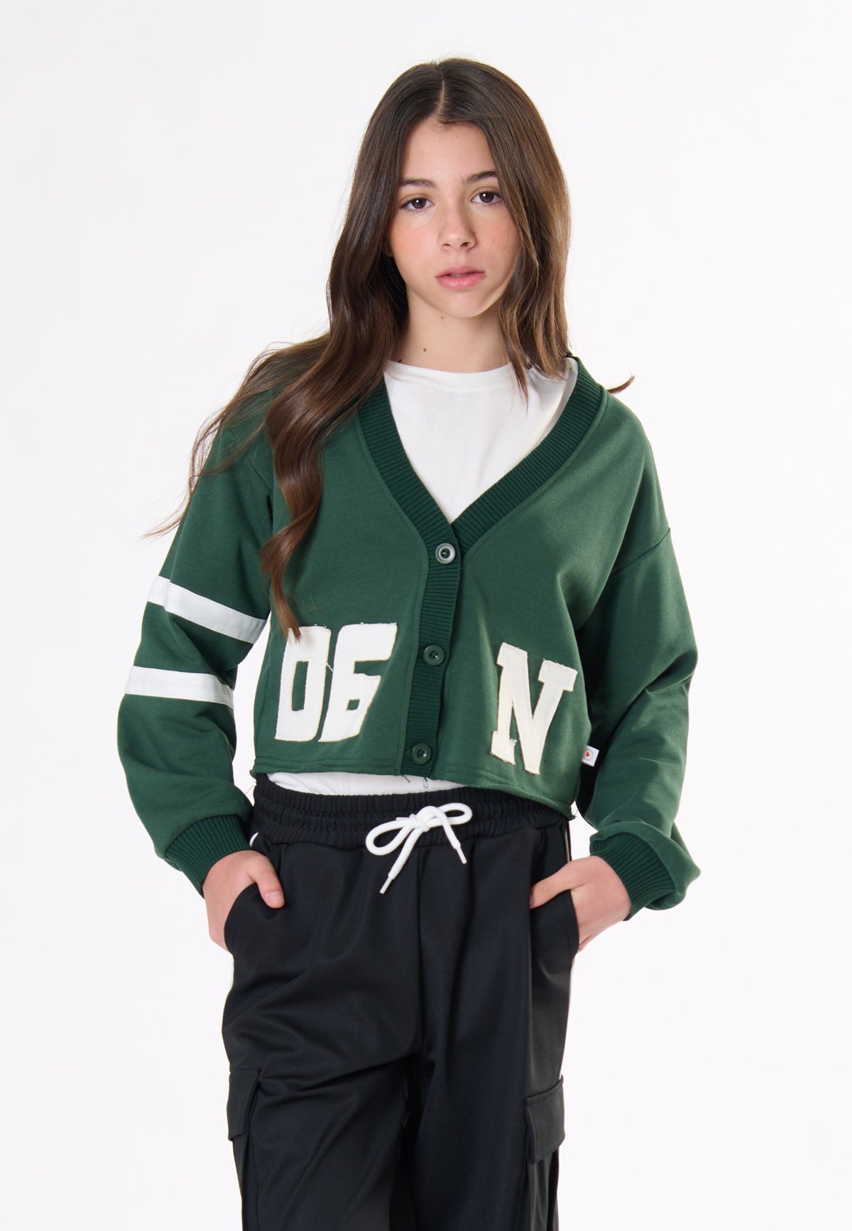 Cardigan in felpa ragazza - Verde