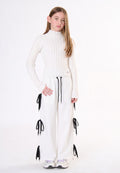 Pantaloni con lacci ragazza - Latte