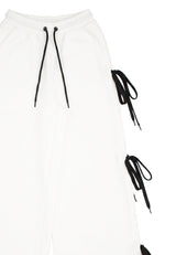 Pantaloni con lacci ragazza - Latte