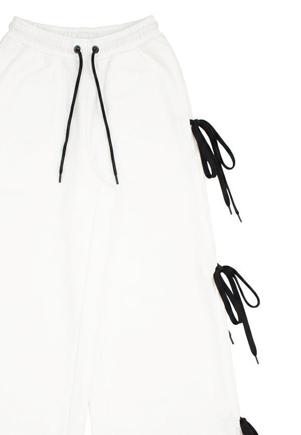 Pantaloni con lacci ragazza - Latte