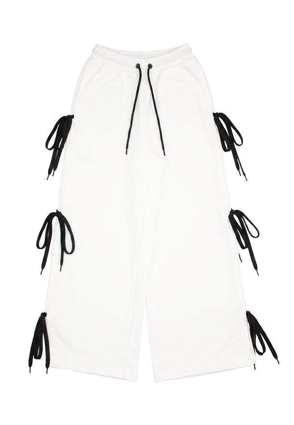 Pantaloni con lacci ragazza - Latte