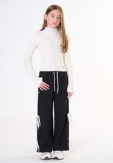 Pantaloni con lacci ragazza - Nero