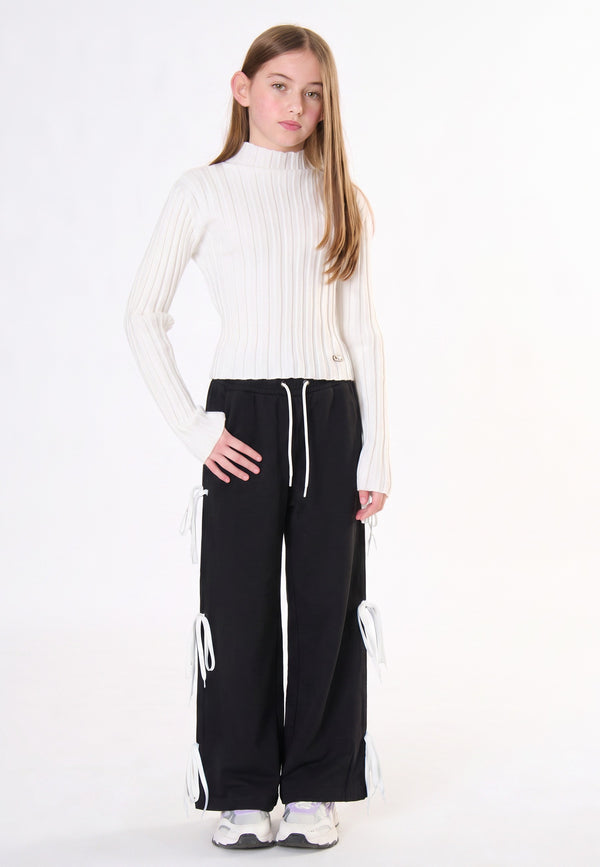 Pantaloni con lacci ragazza - Nero